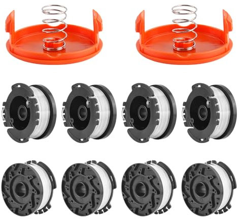 10 Pack String Trimmer Replacement Spool Compatible with Black+Decker, 30ft 0.065 AF-100 Autofeed Replacement Spools, Compatible with Black+Decker String Trimmers, 8 Line Spools+2 Springs