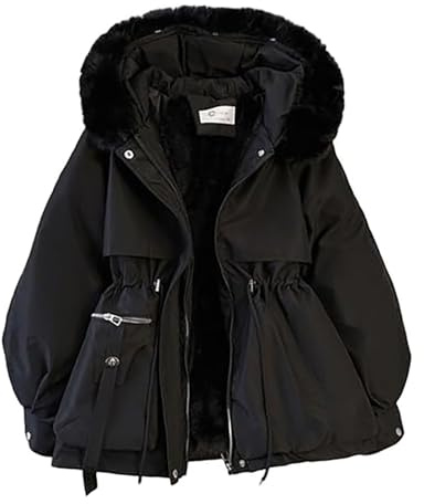 Parka d'hiver femme courte doudoune légère avec capuche en fourrure veste d'hiver chaude doublée manteau en duvet veste matelassée élégante veste en peluche outdoor vestes matelassées veste matelassée