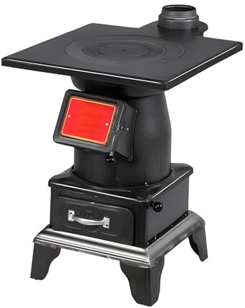 Estufa De LeñA For Interiores, Estufa De Pellets, Horno De Camping con Anillos De Resistencia Ajustables For CalefaccióN, Hervir Agua Y Cocinar