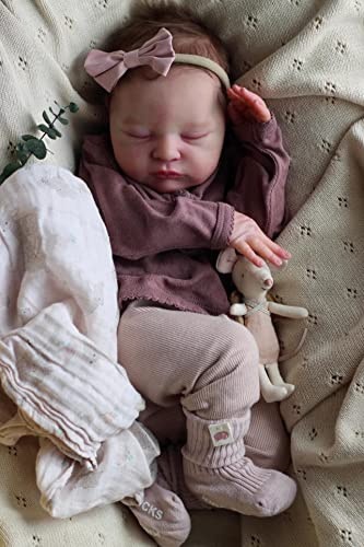 RXDOLL 50,8 cm (20 tum) Realistiska nyfödda babydockor som ser verkliga livet babydocka verklighetstrogen silikonduk kropp bebe dockor stängda ögon