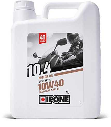 IPONE – Huile Moto 4 Temps 10W40 10.4 - Bidon 4 Litres - Lubrifiant Semi-Synthétique - Pour les Motos de Route – Usage Régulier - Protection du moteur – Lubrification Optimale - Résistance à l'Usure