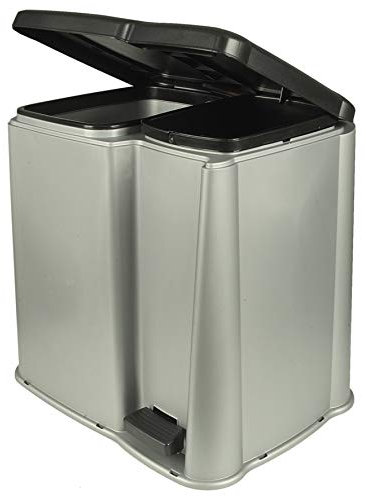 Abfalleimer Mülleimer,Ordnungshelfer, Treteimer, 14 Liter , Silber/ Grau