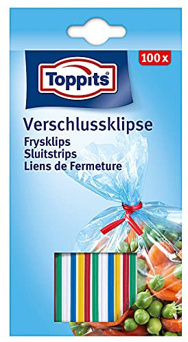Toppits Lot de 100 bandes de reliure avec fil métallique, clips de fermeture, couleurs assorties
