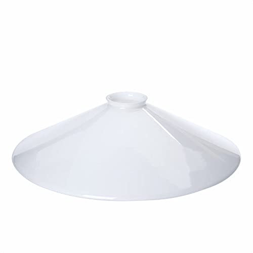 Paralume in vetro opale lucido, Ø 30 cm, con bordo per attacco E27