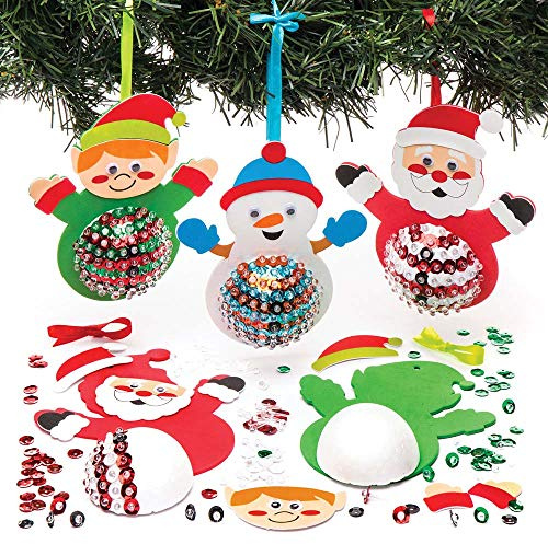 Baker Ross AR759 paljettdekorationsset, julfigurer, 3 stycken, blandade