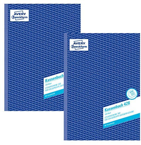 AVERY Zweckform 426 Kassenbuch (A4, nach Steuerschiene 300, 100 Blatt) weiß (2er Pack / A4 100 Blatt)