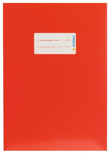 HERMA 19762 Heftumschlag A5 Karton Rot, Hefthülle mit Beschriftungsfeld aus stabilem & extra starkem Papier, Heftschoner für Schulhefte, farbig