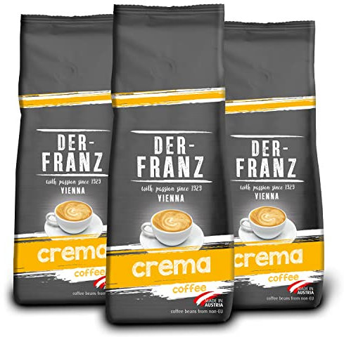 DER-FRANZ Kaffee Crema, Intensität 4/5, 100% Arabica, ganze Kaffeebohnen, 3 x 500 g