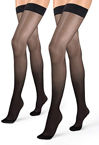 RelaxSan Multifiber 770FM - SET 2 PAR (Svart, Sz.4) Stay-up-strumpor, gradvis kompression 12-17 mmHg, 70 den