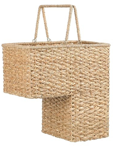 Creative Co-Op Woven Bankuan Rope Stair Basket with Handles, Natural