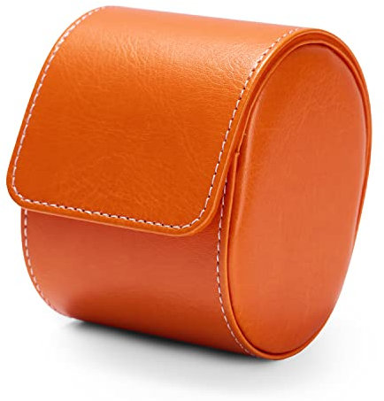 Oirlv PU Pelle Scatola Orologi, Scatola porta Orologi Uomo,Per viaggio,Natale,Anniversario,Compleanno(Arancione)