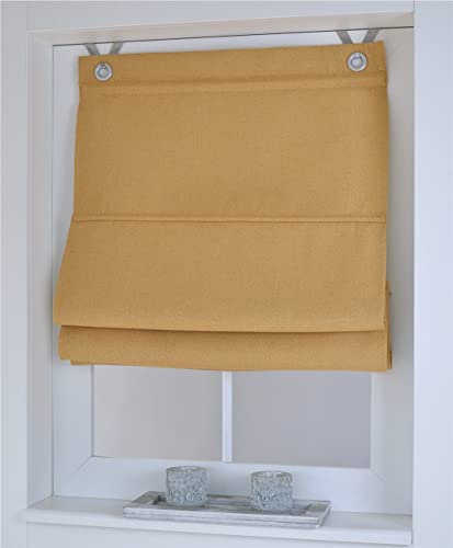 Raffrollo Thermo Ösenrollo Dimout Curry Blickdicht Verdunkelung Breite ca. 45 cm x Höhe ca. 130 cm