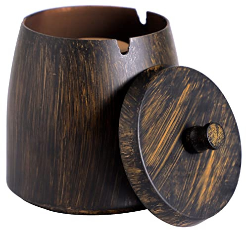 Cenicero grande con tapa para cigarrillos, de acero inoxidable, sin humo, inodoro, resistente al viento, para el hogar, oficina, mesa, patio, balcón al aire libre (3.93 x 3.2 x 3.82 pulgadas)