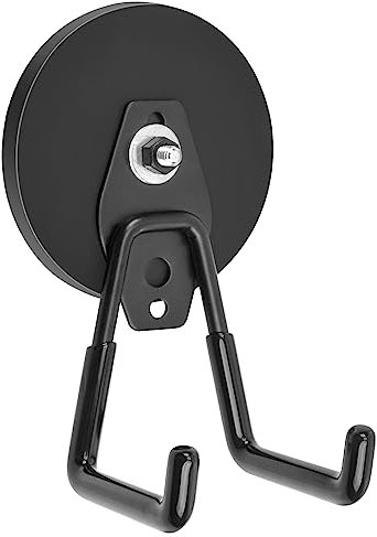 OCEUMAOA Magnet Haken Sehr Stark Magnethaken Extra 40kg Doppelhaken Magnetfuß mit Rutschfester Beschichtung und Befestigungsschrauben für Garten,Garage,Werkzeugraum (Schwarz) 88mm