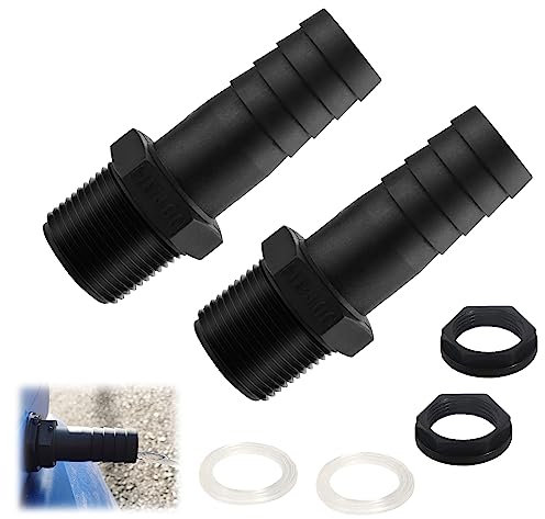 Ankdurchführung 1 Zoll, 2 Stück Regentonnendurchführung Außengewinde Mit Schlauchtülle 25mm Schlauchanschluß Pvc Kunststoff Schlauchanschluß Für Regentonne, Wassertanks, Zisternnen