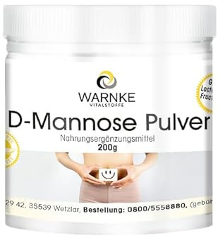 D-Mannose Pulver 200g mit Vitamin B2 Riboflavin aus eigener Herstellung - 100% pur ohne Zusatzstoffe - hochdosiert und vegan | Warnke Vitalstoffe - Deutsche Apothekenqualität