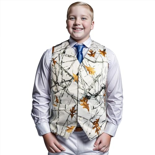 GSQWAHS Camo Vest For Boys Camouflage Boy Wedding Dress Vest Clothes For Hunting Fishing - White 10 BOY VEST