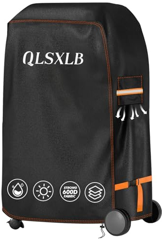 QLSXLB Copertura Barbecue da Esterno, Robusto Tessuto Oxford 600D Telo Impermeabile Protettivo 90x70x110cm, Copri Griglia BBQ con Sfiato Aria Antivento Anti Pioggia Polvere Sole Neve Nero
