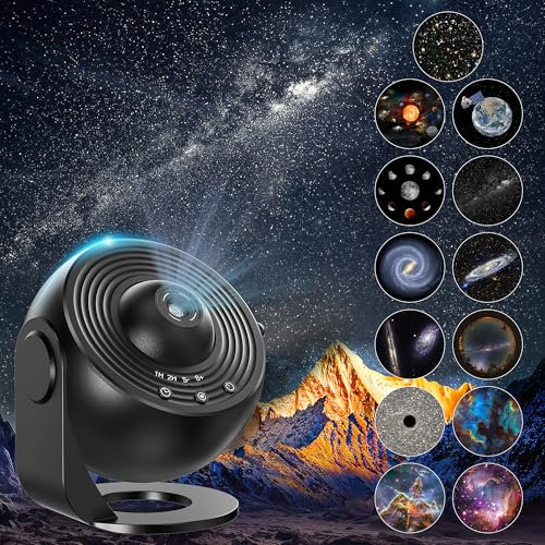 Lysumurl Planetarium Star Projector, 13 in 1 Galaxy Light with 12 Film Discs, 360° Starry Sky Night Light, Celestial Galaxy Projector for Adults Kids Bedroom, Black
