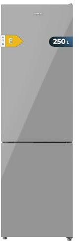 Cecotec Frigorifero Combinato Bolero CoolMarket Combinato 250 Grey Glass E. 180cmx55cm, 250L, Total No Frost, Classe E, Multi Air Flow, Fast Cooling, Humidity Box, allarmi porta aperta