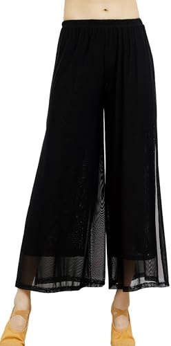 SEAUR dansbyxor dam, chiffong, vida ben, byxor, orientalisk dans, latin, pilates, yoga, palazzobyxor, sommarbyxor, fritidsbyxor, S–XL, svart, M