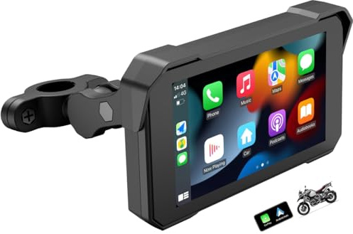 Trådlös CarPlay och Android Auto Moto 4,7-tums skärm - display motorcykel GPS-navigering, vattentät touch IP67, bluetooth, Siri/Google Assistant, enkel installation bärbar bilradio för motorcykel