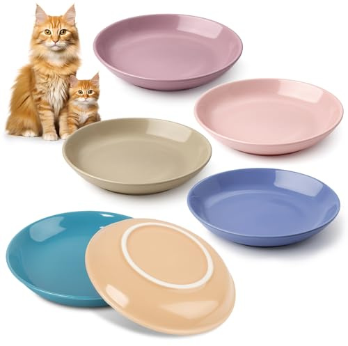 Otauoaea 6 pezzi Ciotole per Gatti in Ceramica, Ciotola Gatto, Ciotola Piatta Gatti per Alleviare l'affaticamento Dei Baffi, Ciotole per Cani Piccoli, Gattini