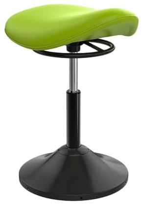 FXLUHAY Sgabello a sella, sgabello oscillante e sollevabile, sedia in piedi con rotazione a 360°, sedia basculante con altezza for seduta di apprendimento attivo(Green)