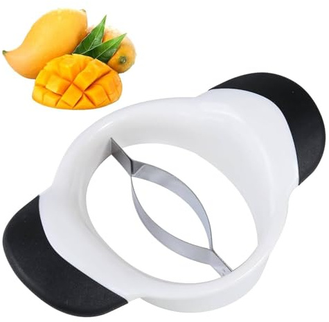 Mango Slicer,Mango Splitter, Peeler & Pit Remover Tool - Mango Cutter with Stainless Steel Microblades - Dishwasher-Safe Fruit Slicer (White)