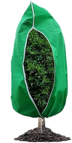 IKFGTJRE Funda para Plantas de Invierno Bolsa de protección Invernal for Plantas, Tela no Tejida, con Cremallera y cordón Ajustable. Protege contra el frío, Las heladas congelaciones(Green-50x100cm)