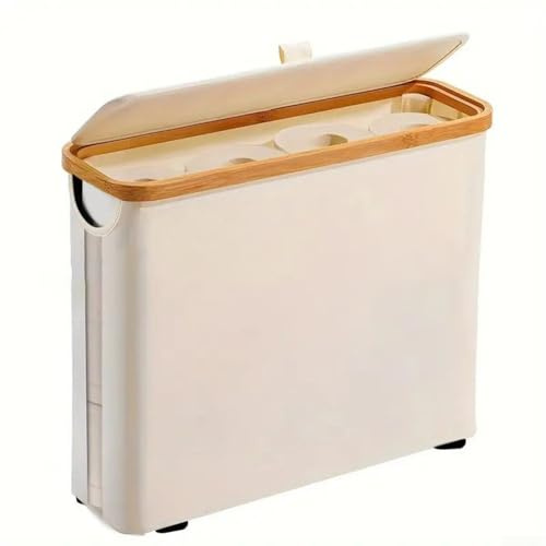 Cesta de almacenamiento de papel higiénico de tela Oxford con capacidad para hasta 12 rollos, diseño de tela transpirable que mantiene el baño organizado y desordenado (beige)