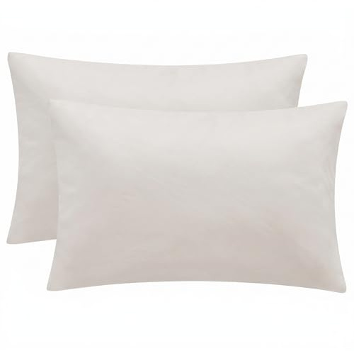 VelvetMis Off White Pillow Cases 2 Pack - Standard Plain Pillowcases Set of 2, Soft Pair of Microfiber Pillow Cover with Envelope Closure 50x75 cm