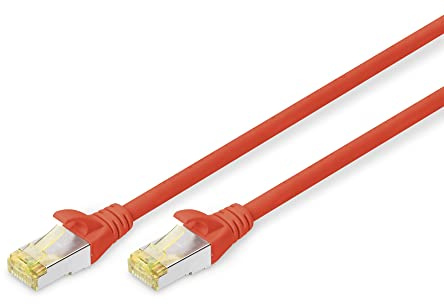 DIGITUS LAN Kabel Cat 6A – 10 m – S/FTP Geschirmt – 10 Gbit/s – 500 MHz – PoE++ – AWG 26/7 – LSZH – RJ45 Netzwerkkabel – Patchkabel – Kompatibel zu Cat6 und Cat7 – Rot