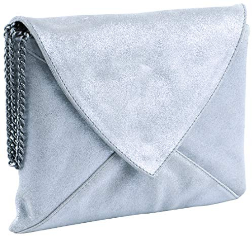 Clairefontaine 400052C Mappe Umschlag Plume (aus Lammwildleder, mit Perlmutt-Effekt, 20x14 cm) 1 Stück hellblau