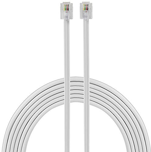 Power Gear Telephone Line Cord, 100 Feet, Phone Cord, Modular Jack Ends, Works for Phone, Modem or Fax Machine, for Use in Home or Office, White, 27638