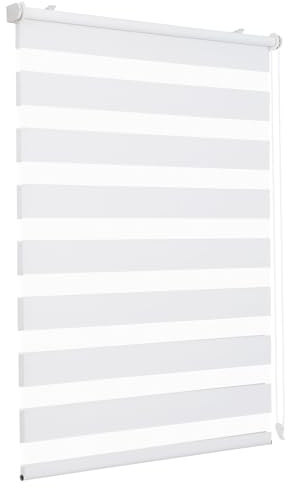 Sekey Doppelrollo Klemmfix ohne Bohren für Fenster, Doppelrollo 85 cm breit, Duo Rollo Jalousie Sonnenschutz, 85x130cm, Weiß