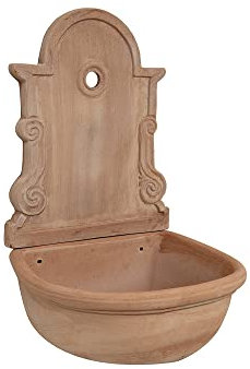 Biscottini Wandbrunnen zum Aufhängen 43x37x65cm - Brunnen in Terrakotta - Wandbrunnen 100% Made in Italy Handarbeit - Wandbrunnen gartendeko Vintage