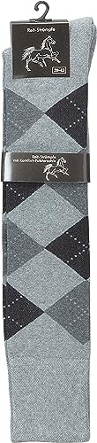 WOWERAT Calcetines de equitación con suela acolchada, para niños, adolescentes, mujeres y hombres, paquete de 2 unidades, plateado con gris, 43-46