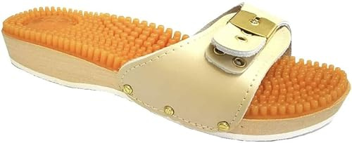 M.a.u.r.i. Zoccoli - Ciabatte da Donna in Legno con Fibbia MOD. PIOLI - Sabbia - Made in Italy Beige