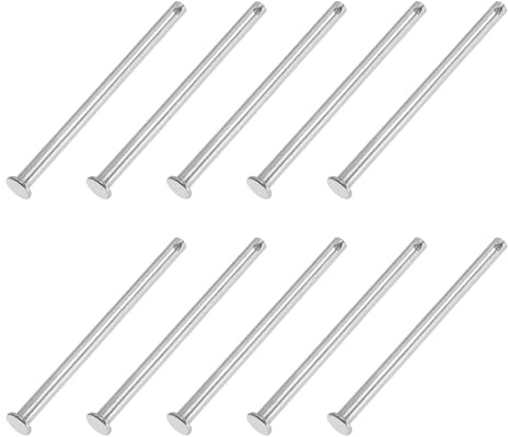 PATIKIL 10 Stück 100mm Lange Steckbolzen 6mm Durch. Flachkopf Edelstahl Bolzen mit Loch 2,3mm Durch. Einlocher Sicherungsbolzen für Industrie Maschinenbau Anhänger Scharnier Möbel, Silber