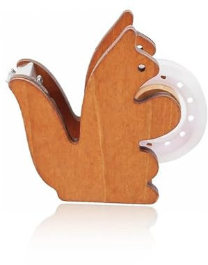 LINTRA Dérouleur Ruban, Écureuil Devidoir Ruban, Distributeur Ruban Vintage en Bois, avec Ruban Transparent, pour Largeur de Ruban 23 mm
