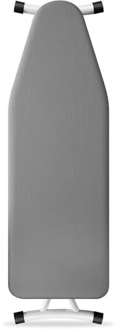 LEKEFETO Housse de table à repasser, extra épaisse et classique, en coton, anti-brûlure, pour centrale vapeur et repassage rapide, gris, 125 x 45 cm