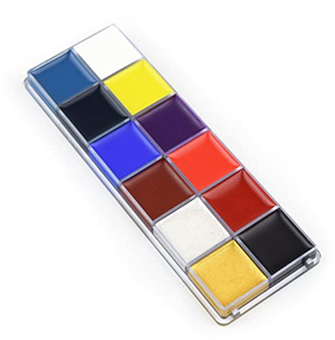 PUNELE Makeup Palette, Clear Body Painting Palette, Mycket Mättad och Glansig, Hudvänlig, 12 Färger, Lämplig för Halloween, Prestanda, Sminkundervisning