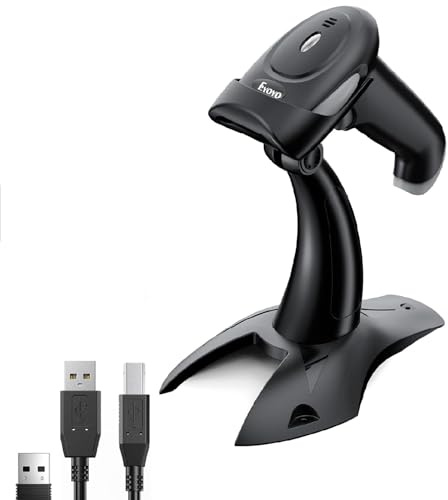 Eyoyo 2D 1D Wireless Barcode Scanner with Stand, 3-in-1 Barcode Reader 2.4G Wireless & Bluetooth & Wired USB Connection, Handheld QR Code Scanner for iPhone, Mac, Android, Store, Warehouse, Library