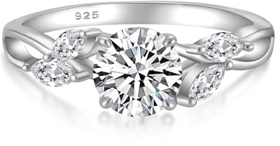 YL Anillo de Compromiso de Moissanita 1 Quilates de Plata de Ley 925 para Mujer Color D VVS1 de Moissanita Anillo de Promesa para Aniversario
