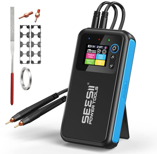 SEESII Soldador por puntos de batería: función de soldadura continua, capacidad recargable de 8.0 Ah, soldador por puntos portátil con pantalla visual, perfecto para bricolaje/reparaciones