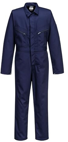 Portwest C890 Ungdoms Overall Rörelseveck i Ryggen Maskintvättbar Mekaniker | Marinblå, UPF 40+, 8 Fickor, Generös Passform, Kort Ärm, Slitstarkt Polyester/Bomullstyg, Polybomull, Hållbar, Yttre Hudtyg