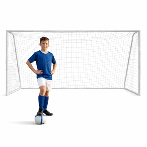 CHARLES BENTLEY 8ft x 4ft Pop up Football Goal for Kids, Junior, Football Net for Garden, Goals Post, Target, Childrens Footballs Training Goals, Portable, Foldable, Outdoor, Net Clips, Ground Pegs