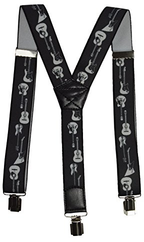 Olata Men's Y-Shape Guitar Pattern Braces, 40mm | Guitar-pattern braces for children, juniors and adults, with strong clips and adjustable elastic support.