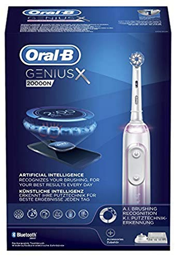 Oral-B Genius X Rechargeable Electric Toothbrush, 1 Pink Artificial Intelligence Toothbrush, 1 Spare Head, 1 Travel Case with Charger